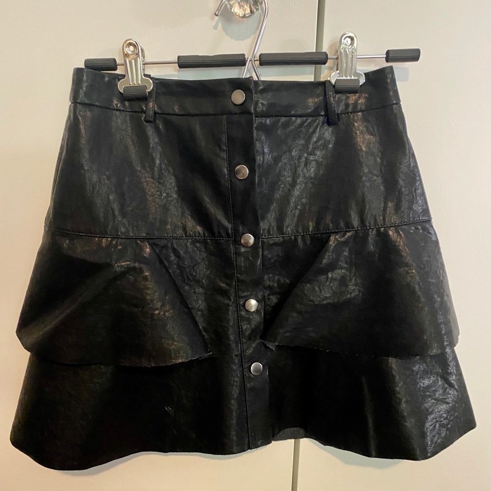 Zara Pleather button down mini skirt -small